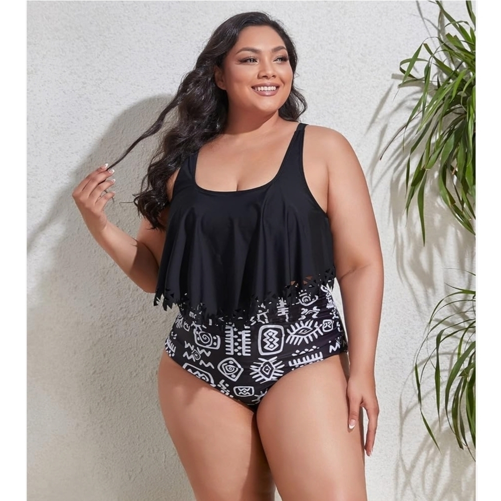 MOONCORE - 3X Black & White Tankini Swimwear